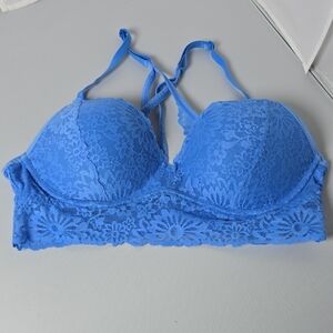 PINK Victoria's Secret Blue Floral Lace Bra